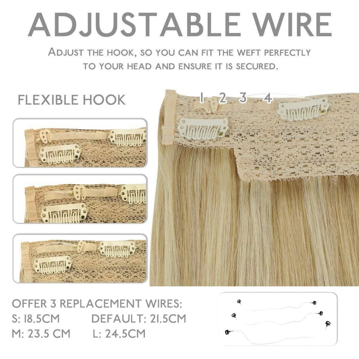 Echthaar Haarverlängerung Aschblond bis Platinblond 45cm