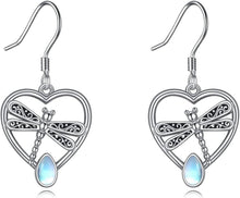 Libelle Ohrringe 925 Sterling Silber Mondstein Damen Geschenke