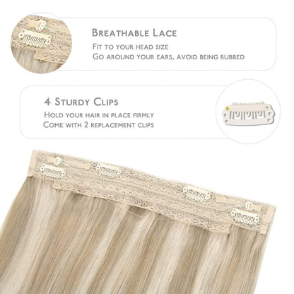 Echthaar Haarverlängerung Aschblond Highlights 50cm
