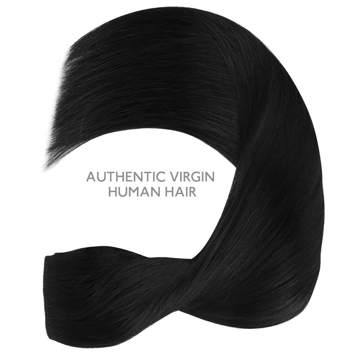 Echthaar Haarverlängerung Schwarz 50cm - Unsichtbare Draht Extensions