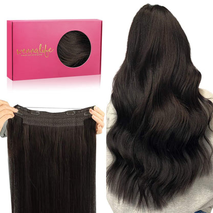 Echthaar Haarverlängerung Dunkelbraun 45cm Remy Draht Extension