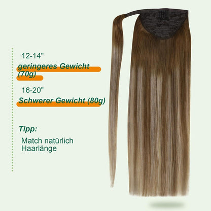 Echthaar Zopf Extension Mittelbraun & Blond 40cm