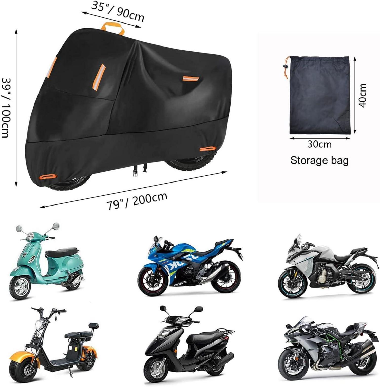 Motorrad Abdeckplane 300D Wasserdicht Oxford 4 Reflektionsstreifen 2 Schlossloch