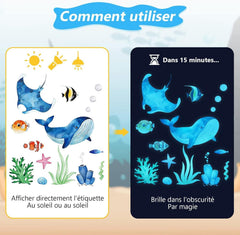 Leuchtsterne Meerestiere Kinderzimmer Wandtattoo Leuchend队Fluoreszierend Wandaufkleber Meereswelt Wandsticker