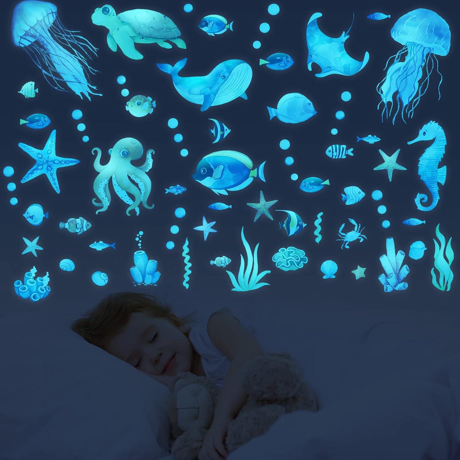 Leuchtende Meerestiere Wandtattoo für Kinderzimmer Badezimmer