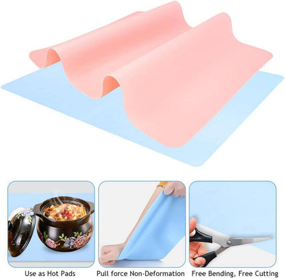 2er Set Silikon Bastelunterlagen 40x30cm für Kinder Malen, Antihafte rutschfeste Tischmatte Resin Handwerk