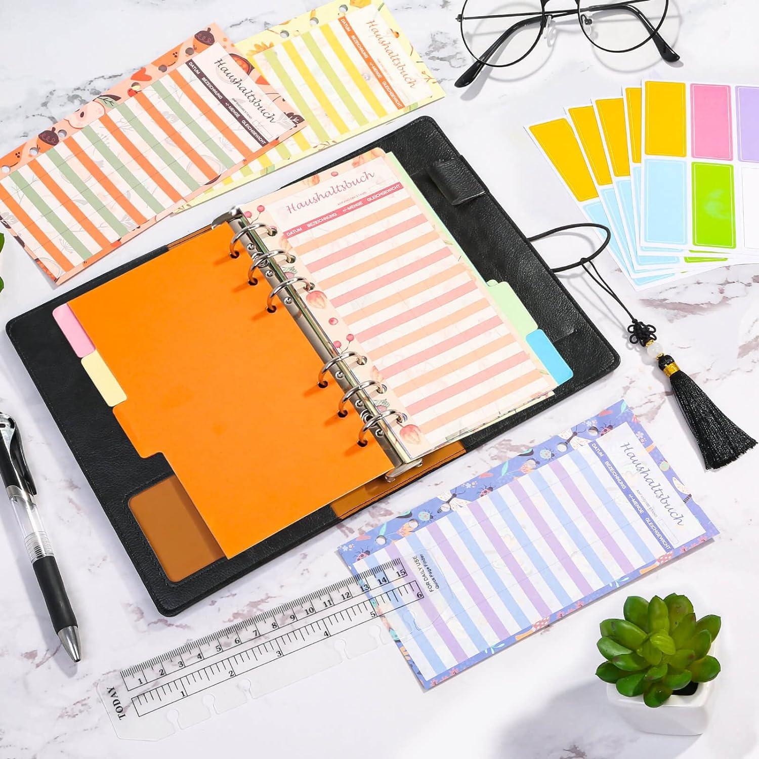 A6 Budget Planner Deutsch PU Leder Binder Budgetaufkleber Taschen Etikettenaufkleber