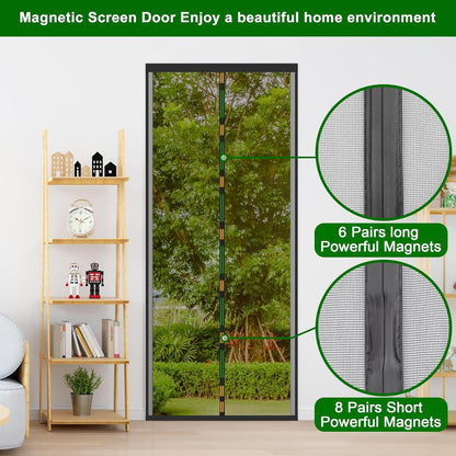 Fliegengitter Tür Magnet Insektenschutz Schwarz 90x220cm für Balkontür