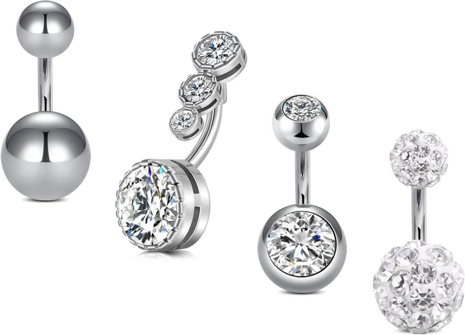 Bauchnabelpiercing Set Chirurgenstahl Marmor Opal Silber Rosegold
