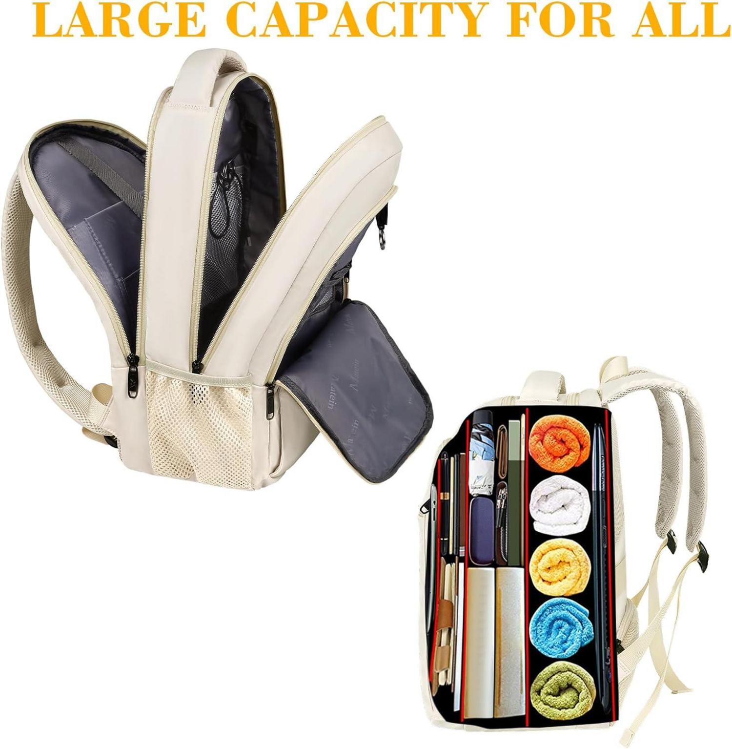 MATEIN Laptop Rucksack 15,6 Zoll USB Ladeanschluss Business Beige