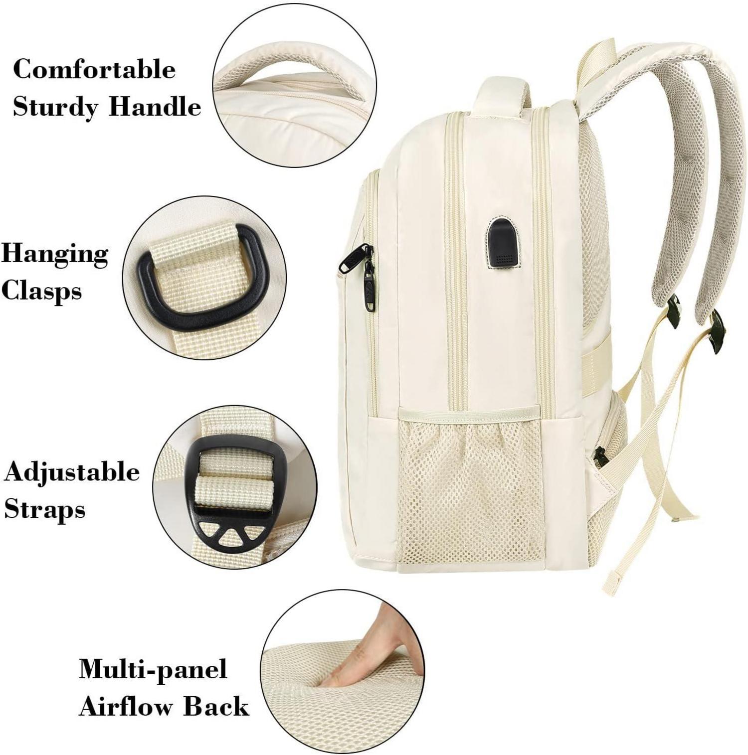 15,6 Zoll Laptop Rucksack mit USB Ladeanschluss Beige