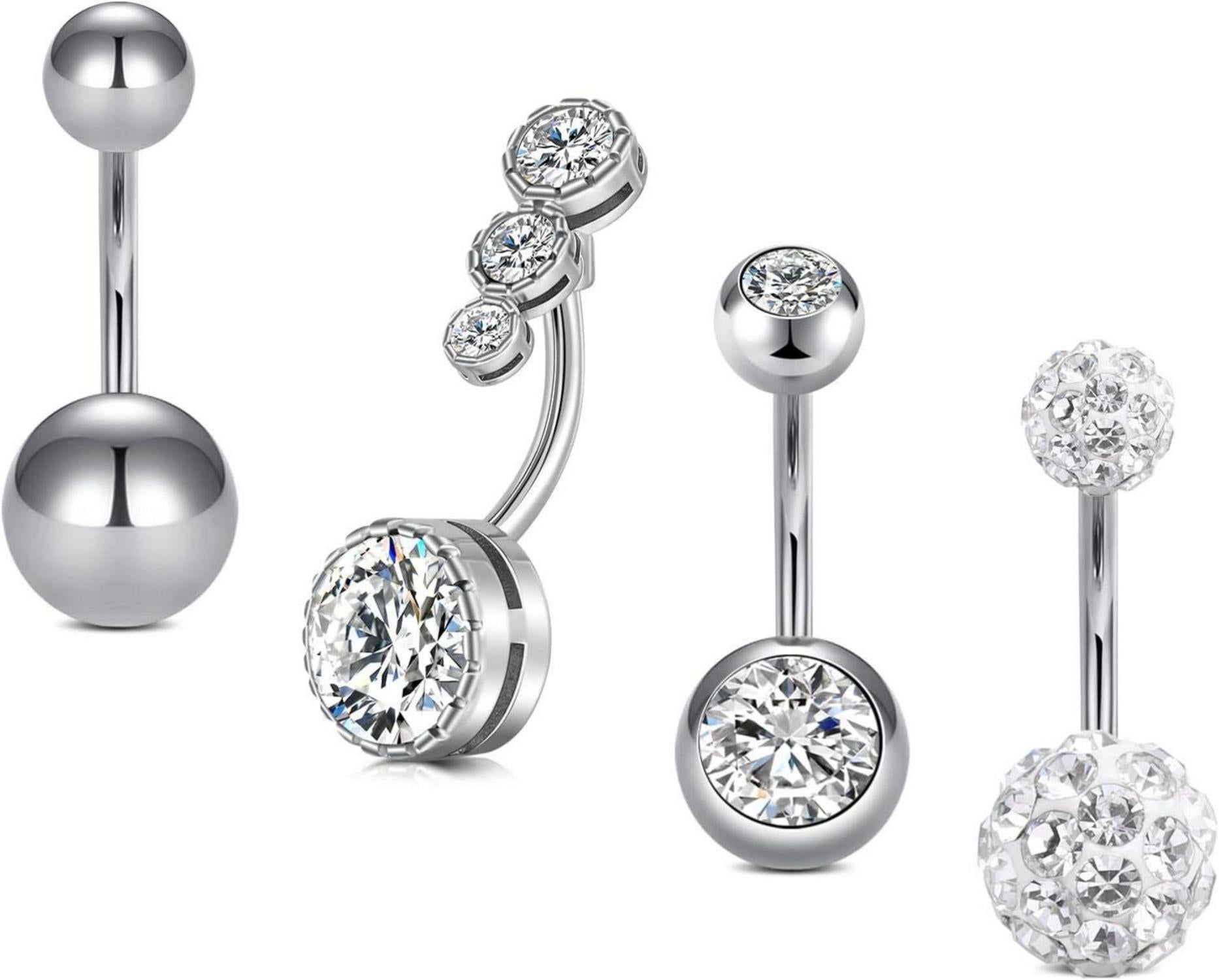 Bauchnabelpiercing Set Chirurgenstahl Marmor Opal Silber Rosegold 14G