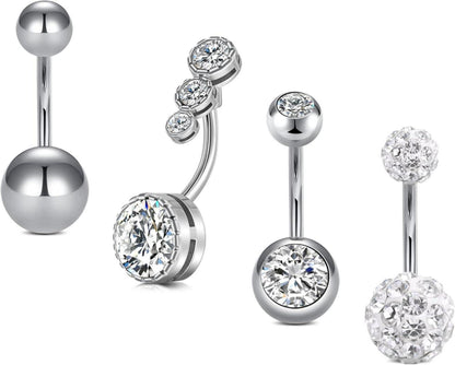 Bauchnabelpiercing Set Chirurgenstahl Marmor Opal Silber Rosegold 14G