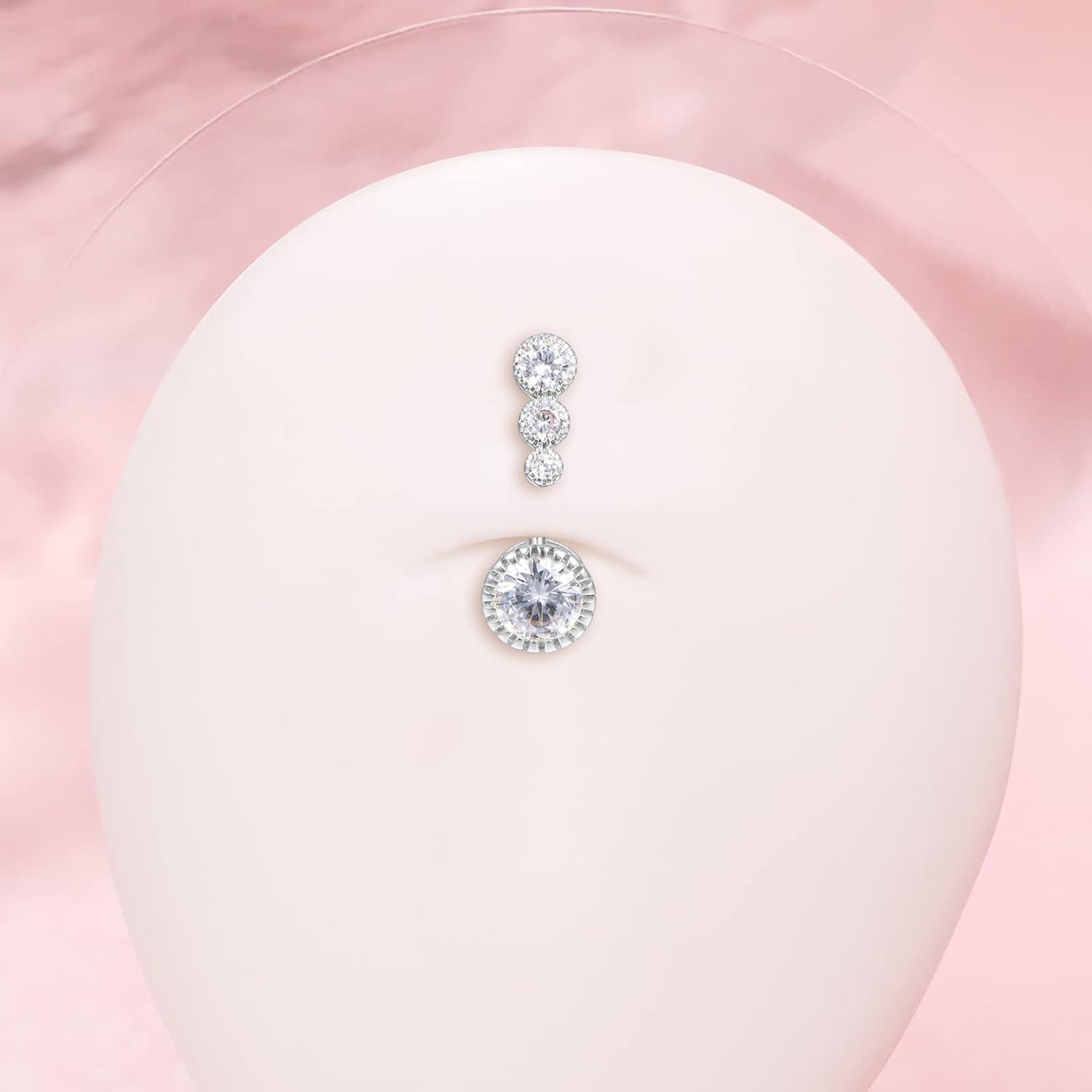 Bauchnabelpiercing Set Chirurgenstahl Marmor Opal Silber 14G
