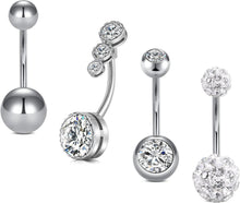 4er Set Bauchnabelpiercing Chirurgenstahl Marmor Opal 14G 12mm