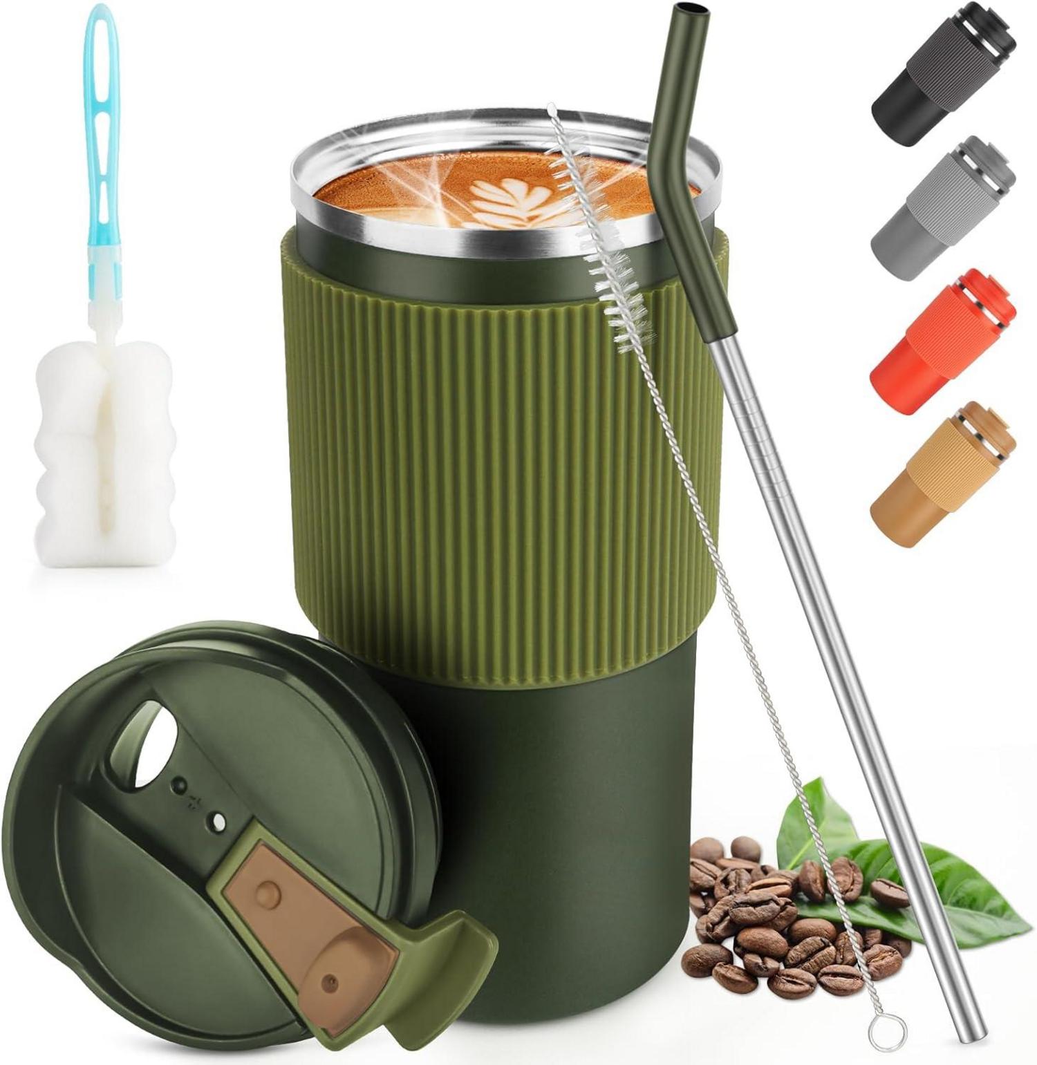 Isolierbecher Kaffeebecher to Go 450ml auslaufsicher Edelstahl-Tasse