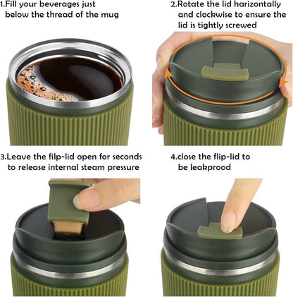 Thermobecher Isolierbecher Kaffeebecher to Go 450ml auslaufsicher mit