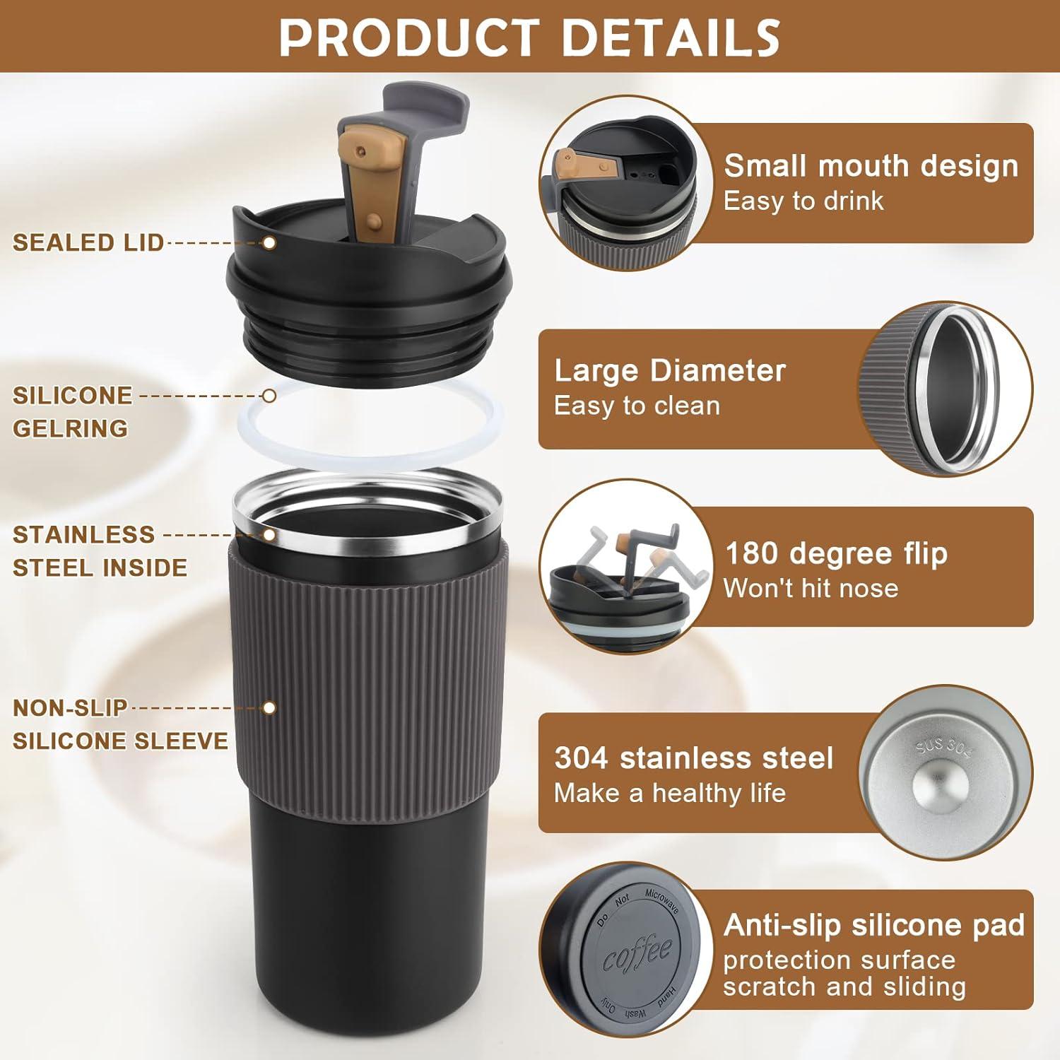 Isolierbecher Thermobecher 450ml Edelstahl Reisebecher mit Strohhalm