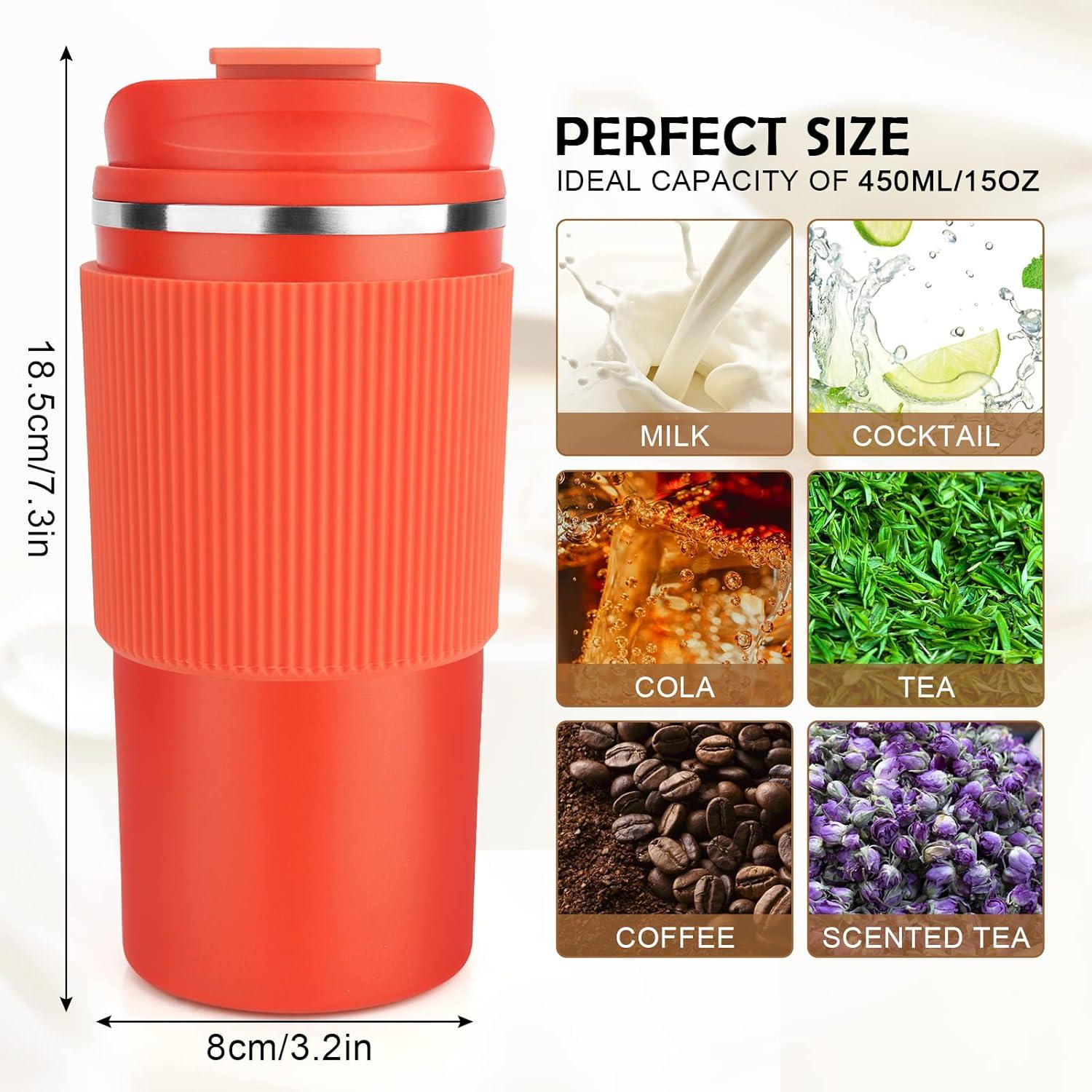 Isolierbecher Thermobecher 450ml Kaffeebecher to Go auslaufsicher Rot