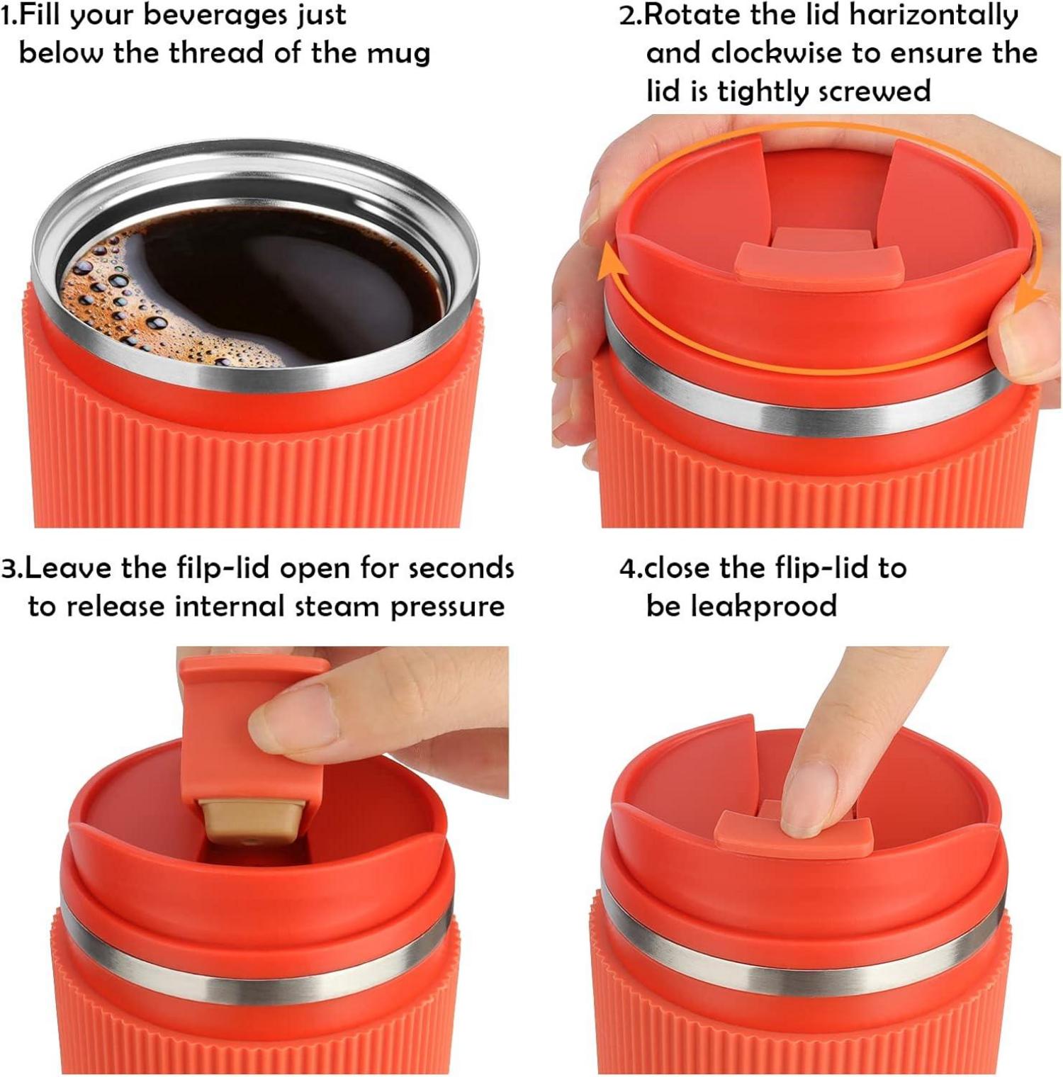 Isolierter Thermobecher 450ml - Auslaufsicherer Kaffeebecher to Go