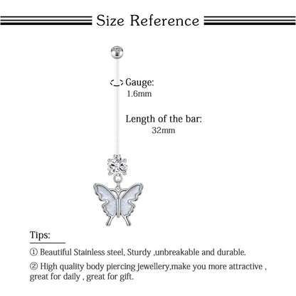 Schwangerschaft Bauchnabelpiercing Set 6 Stück Acryl Flexibel 14G 32mm