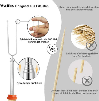 Walfos Teleskop Grillspieße Set Marshmallow Edelstahl 6-teilig