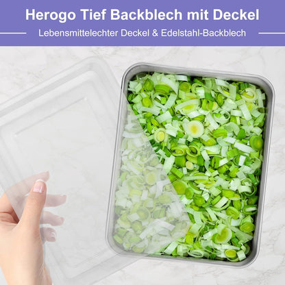 Herogo Kuchenform Backblech mit Deckel 31x24x5 cm Edelstahl