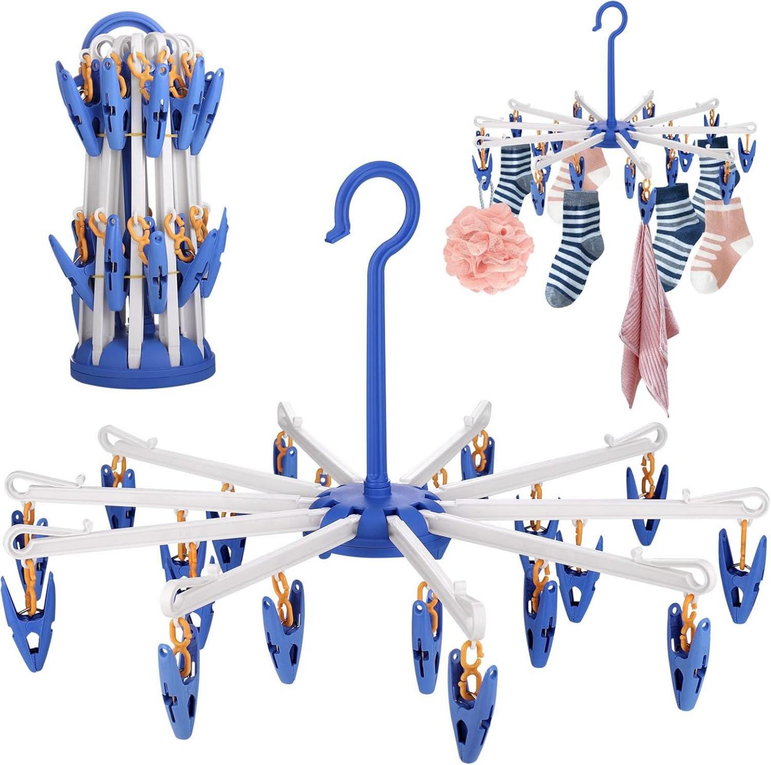 Sockentrockner Wäscheständer 2er Set 20 Clips faltbarer Kleiderbügel