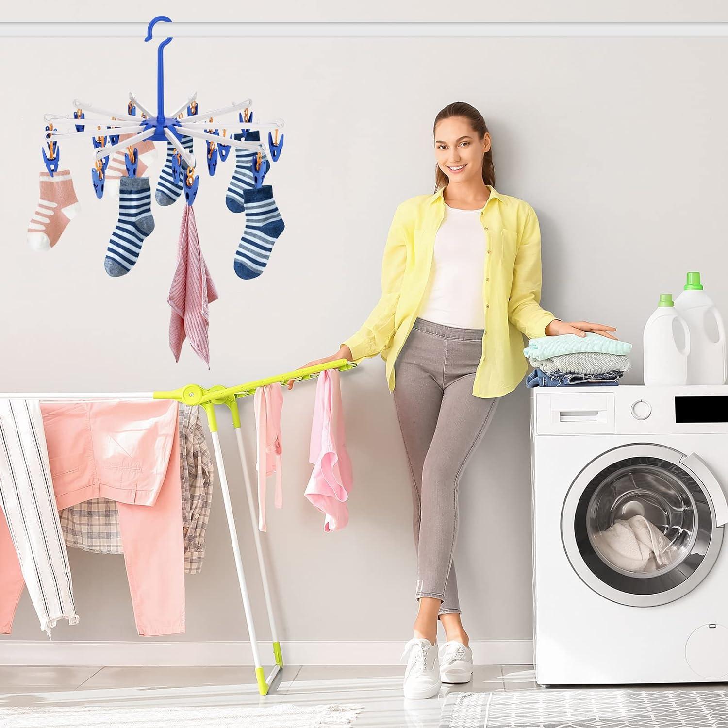 Faltbarer Wäscheständer mit 20 Clips für Socken und Unterwäsche