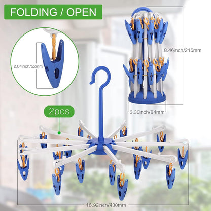 Faltbarer Wäscheständer mit 20 Clips für Socken und Unterwäsche