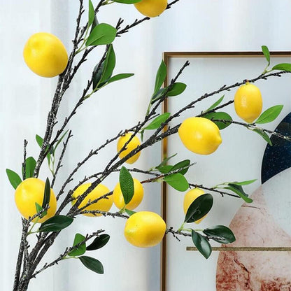 Künstliche Zitrone Zweig Deko 2er Set 80cm Länge Schaum Frucht faux