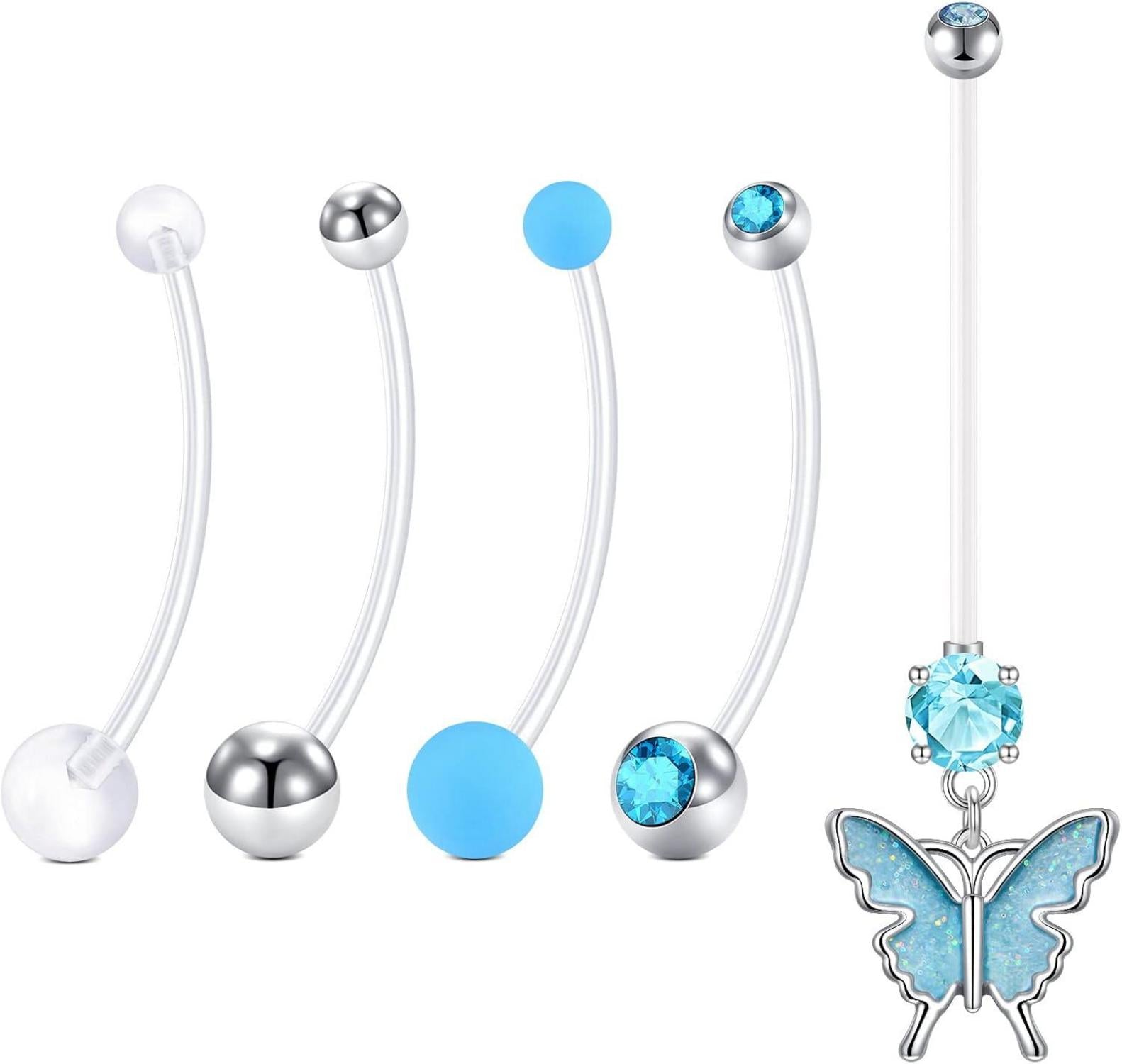 Schwangerschaft Bauchnabelpiercing Set Acryl 14 Gauge 32mm