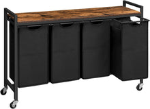 Wäschekorb mit Ablage und Rollen, Wäschesammler 4x39,8L