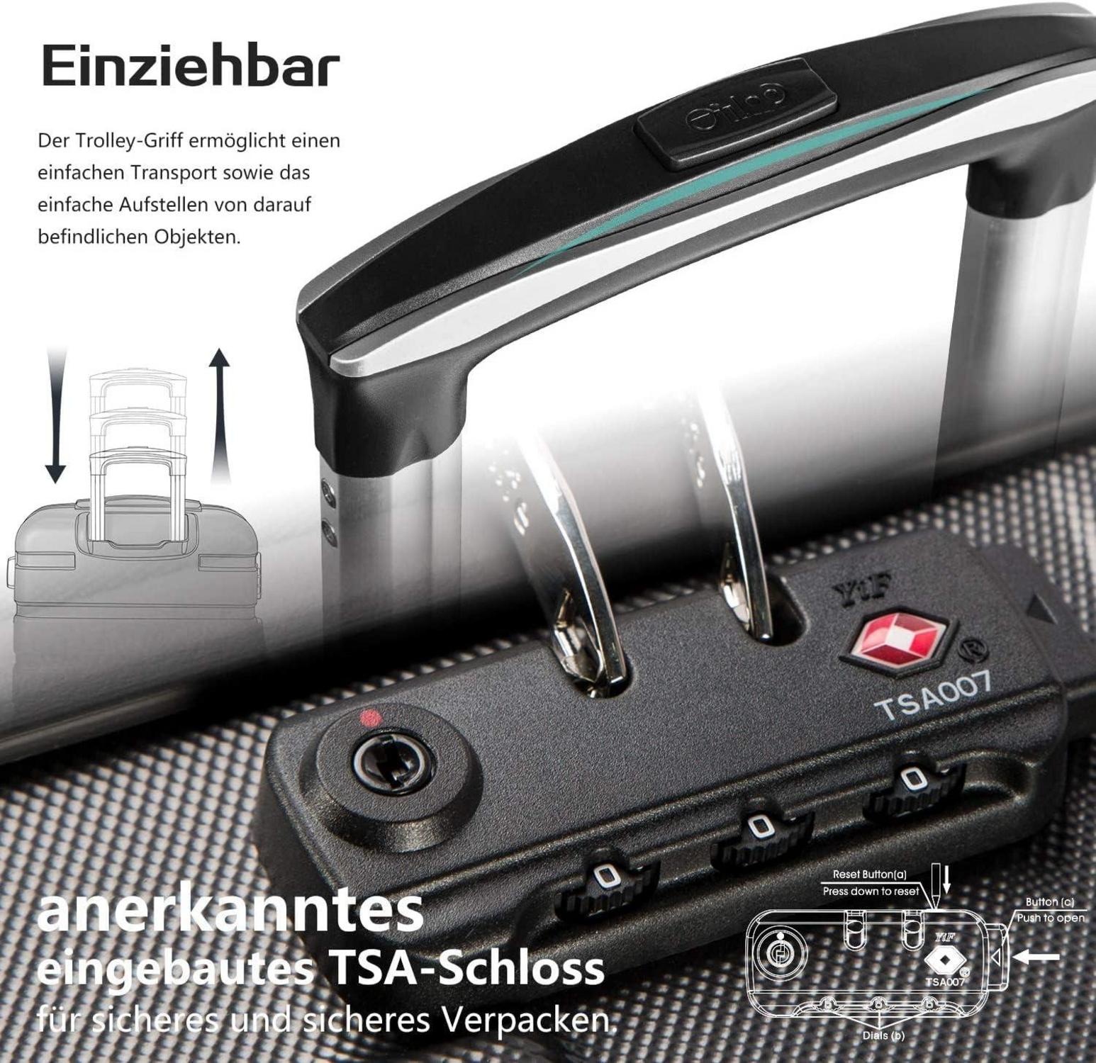 COOLIFE Hartschalen-Koffer Set 3-teilig Blau TSA Rollkoffer