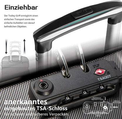 COOLIFE Hartschalen-Koffer Set 3-teilig Blau TSA Rollkoffer
