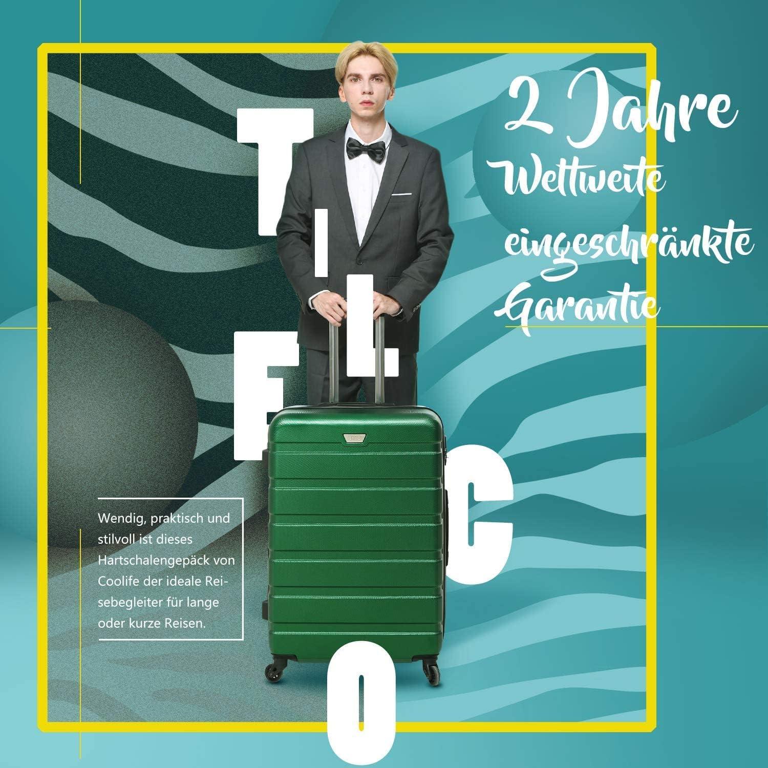 COOLIFE Hartschalen-Koffer Set 3-teilig Blau TSA Rollkoffer