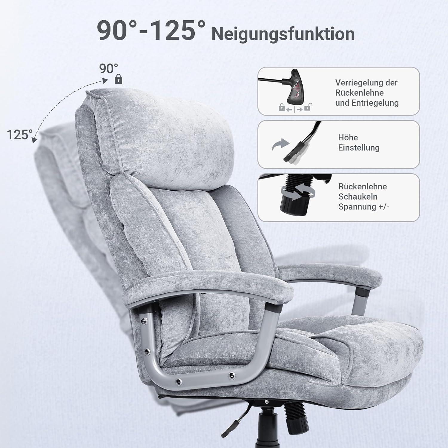 Chefsessel Bürostuhl 200KG | Ergonomischer XXL Schreibtischstuhl Samt