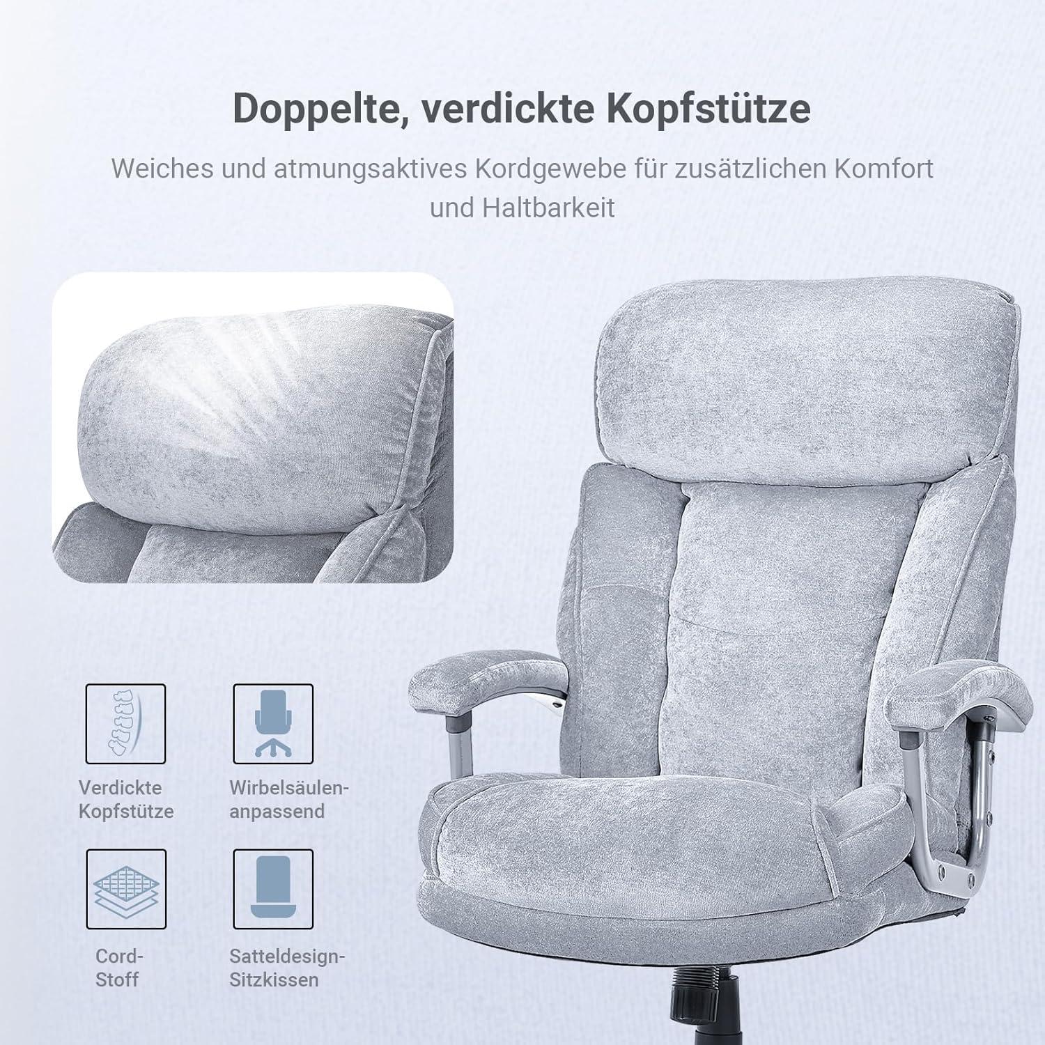 Bürostuhl Chefsessel 200KG Ergonomischer Schreibtischstuhl XXL Sitzfläche Dicker