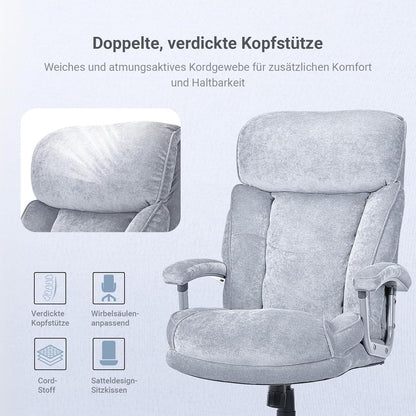 Bürostuhl Chefsessel 200KG Ergonomischer Schreibtischstuhl XXL Sitzfläche Dicker