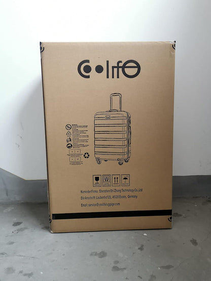 COOLIFE Premium Hartschalenkoffer Trolley Handgepäck Blau Braun