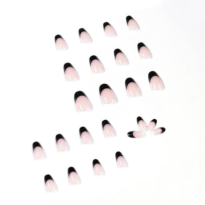 24 Kurze Schwarze Acrylnägel Press on Nägel Glossy Nude Oval Fingernägel Fake Nägel
