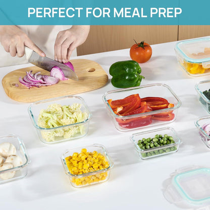 15er-Pack Meal Prep Glasboxen Set - Frischhaltedosen mit