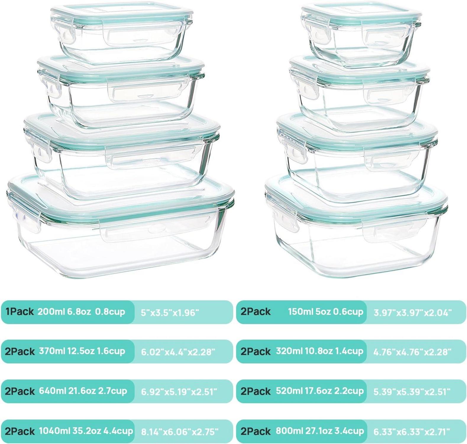 15er-Pack Meal Prep Glasboxen Set - Frischhaltedosen mit