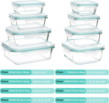 15er-Pack Meal Prep Glasboxen Set - Frischhaltedosen mit