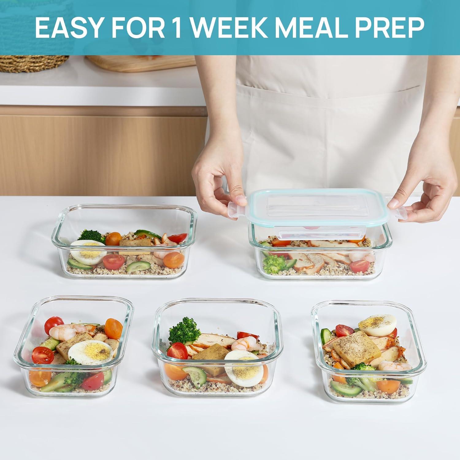 Meal Prep Boxen Glasdosen 15 Stück Set mit Auslaufsicherem Deckel