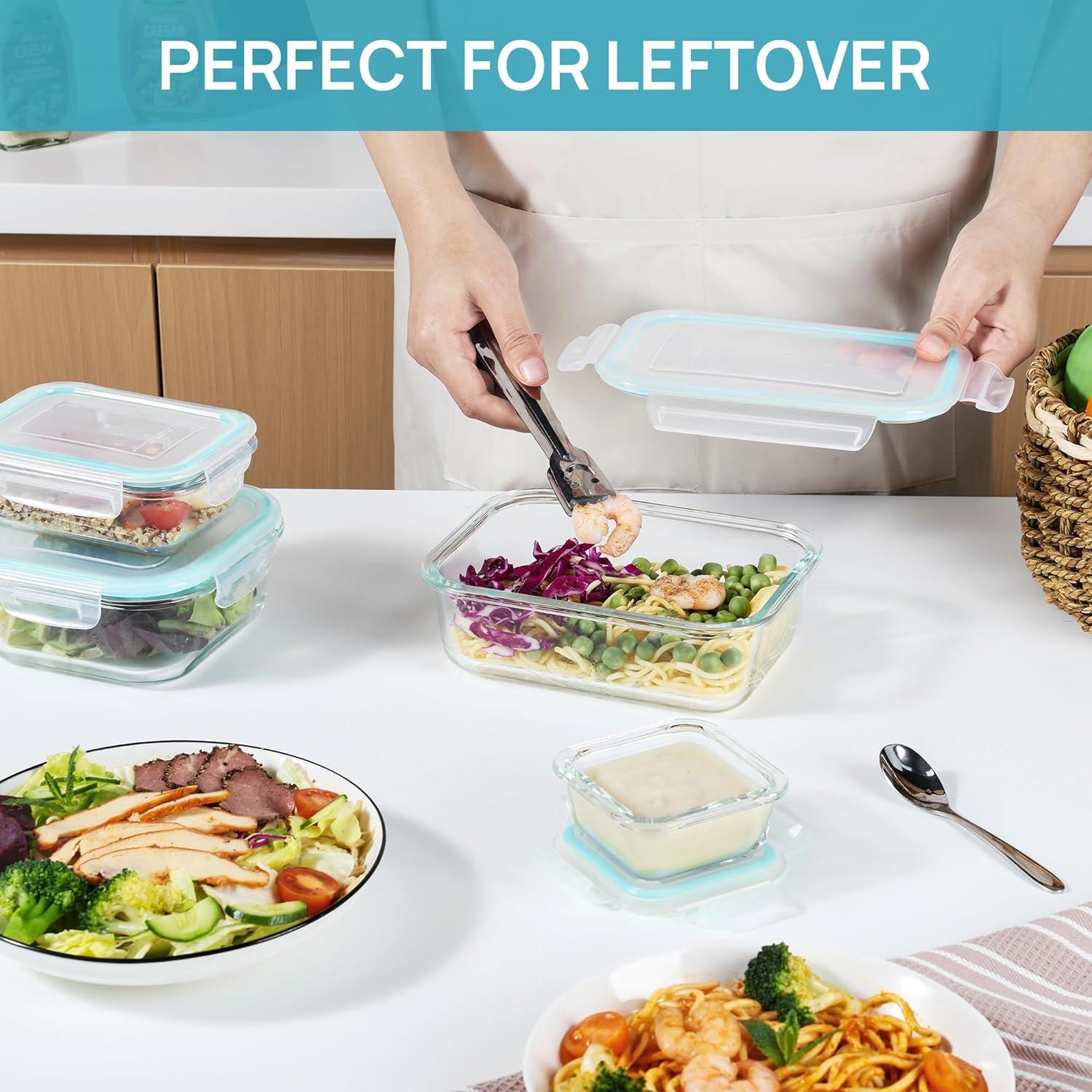 15tlg Glas Meal Prep Boxen Set Auslaufsicher Mikrowellenfest