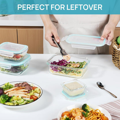15tlg Glas Meal Prep Boxen Set Auslaufsicher Mikrowellenfest