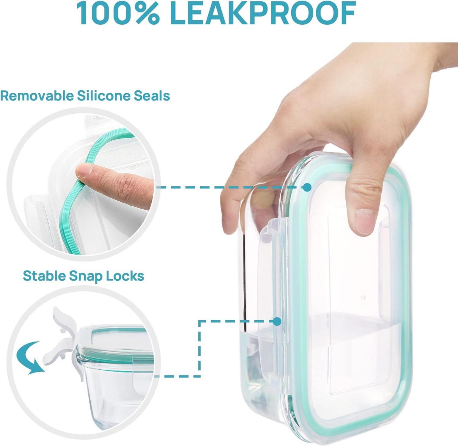 15tlg Glas Meal Prep Boxen Set Auslaufsicher Mikrowellenfest