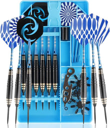 Dartpfeile Steeldarts Set 24g 6 Aluminium Schaft 12 Flights Blue Box