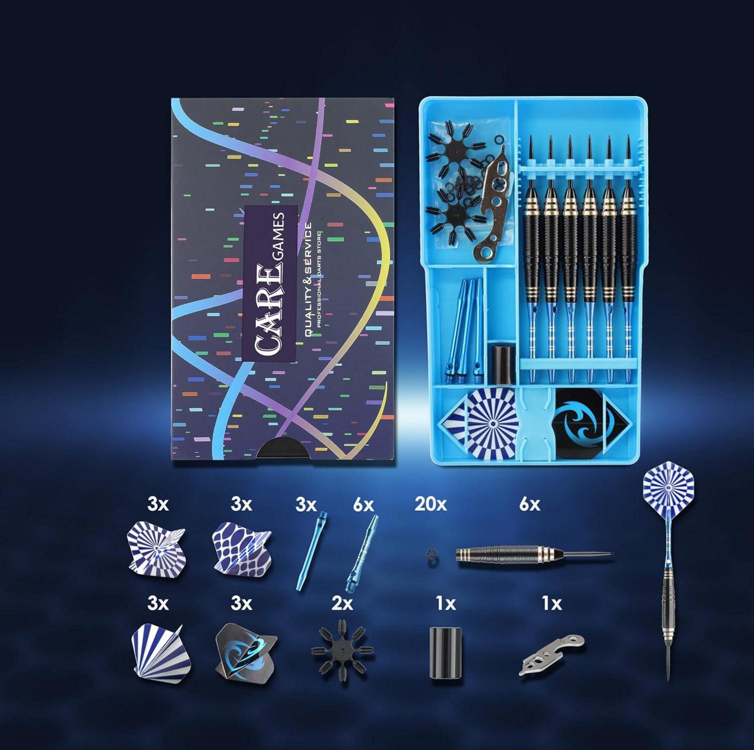 Dartpfeile Metallspitze 24g 6er Set Profi Steeldarts Aluminiumschäfte
